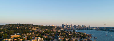 Sunset over South Lake Union and the Eastlake neighborhood in Seattle